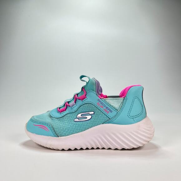 Skechers Slip-ins Bounder Blue Pink Kids Sneakers Comfort Shoes Youth Size 9 - Picture 4 of 10